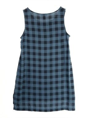 Eileen Fisher 100% Silk Tunic Mini Dress Buffalo Check Med Petite M PM MP